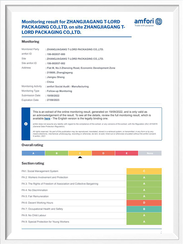 2022 BSCI T-LORD-certificaten